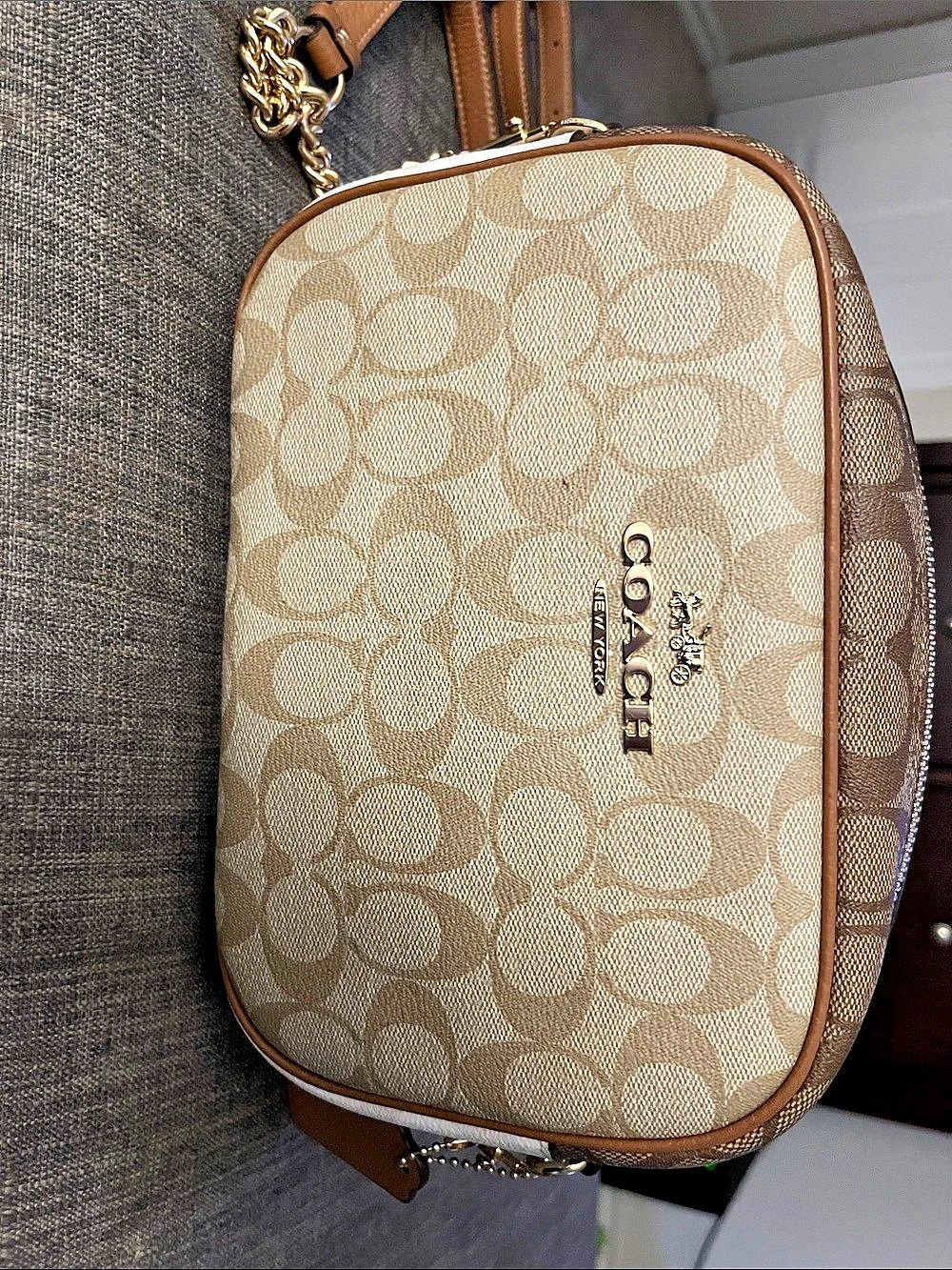 Coach Mini Jamie Camera Bag in Signature Canvas Brown & Cream